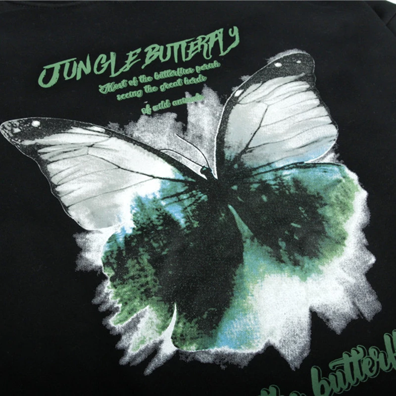 

Dropshipping Harajuku Butterfly Print Hooded Sweatshirts Hoodies Men Women Street Fashion Pullover Tops Oversized Hoodie Outwear