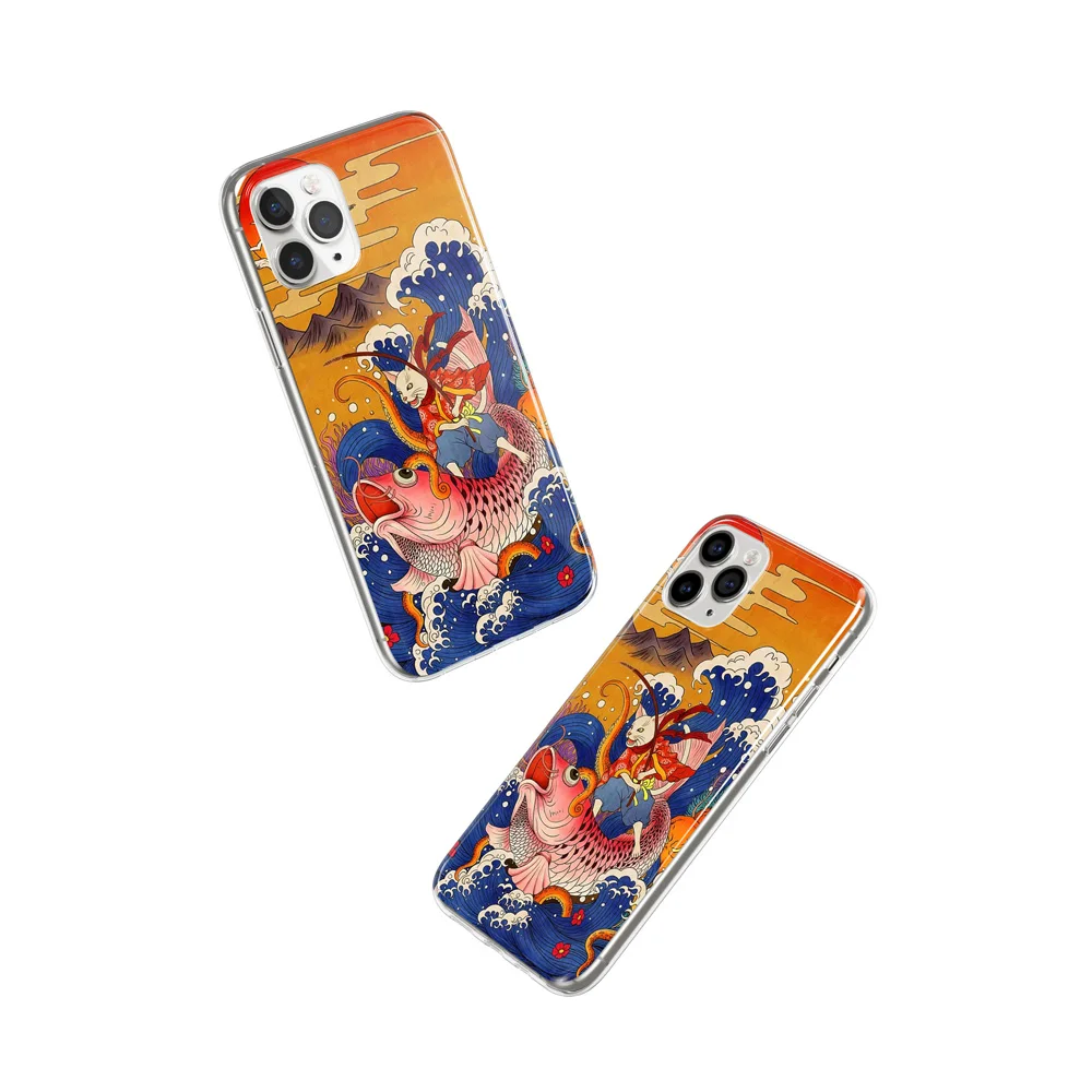 

Chinese Style Cartoon Phone Cover Case for IPhone 11 6.1'' Fish Pattern Back Cover Mobile Protection Case Phone Shell