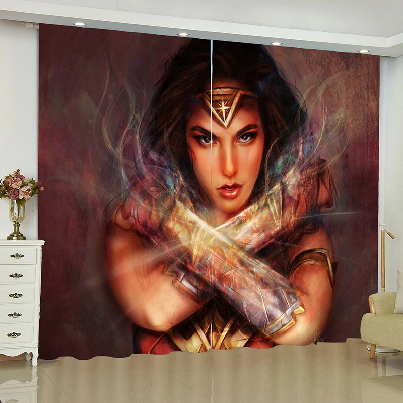 Justice League, занавески для окна, DC, Бэтмен, Wonder Woman, жалюзи, портьеры на окно, Затемненные занавески для гостиной