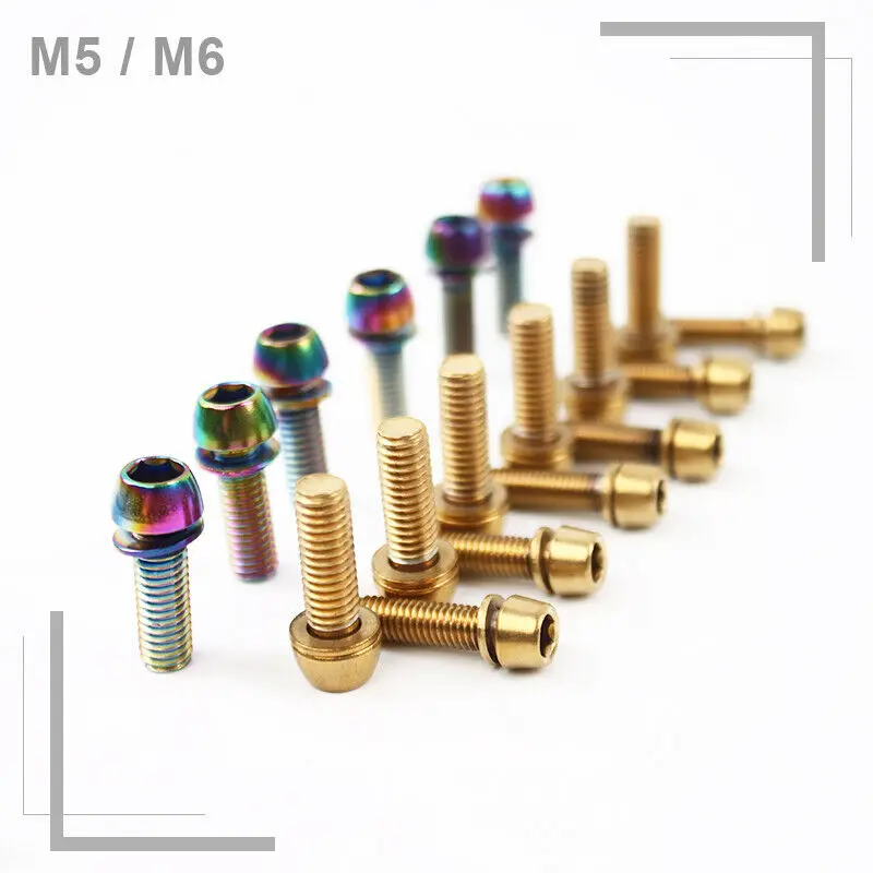 Титановый штоковый винт M5/M6 для горного велосипеда титановое покрытие дорожный