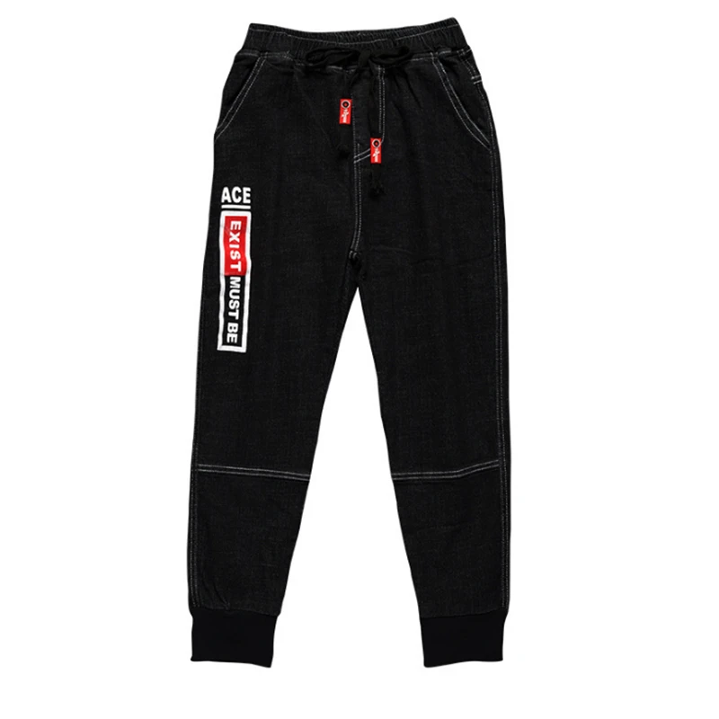 jeans Модные джинсы для мальчиков, детская одежда, джинсы для мальчиков, детские штаны с черными буквами на весну и осень, для 5, 6, 7, 8, 9, 10, 11, 12, 14 лет - Цвет: jeans