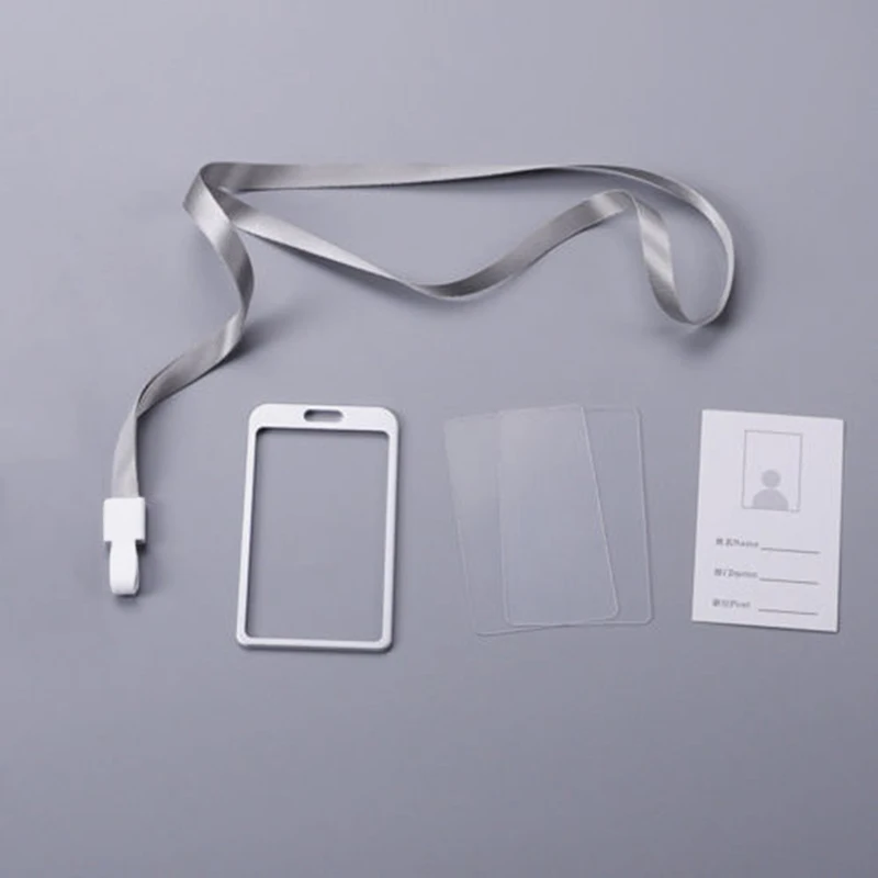 

5 Pcs Aluminum Pocket With Neck Strap Lanyard Credit Id Card Holder Pass Case Simple Work Id Cases Card Sleeve Badge