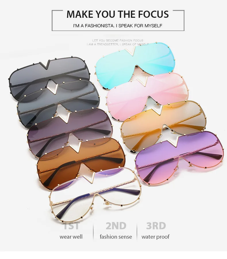 Очки солнцезащитные женские и мужские в большой оправе с встроенными зажимами