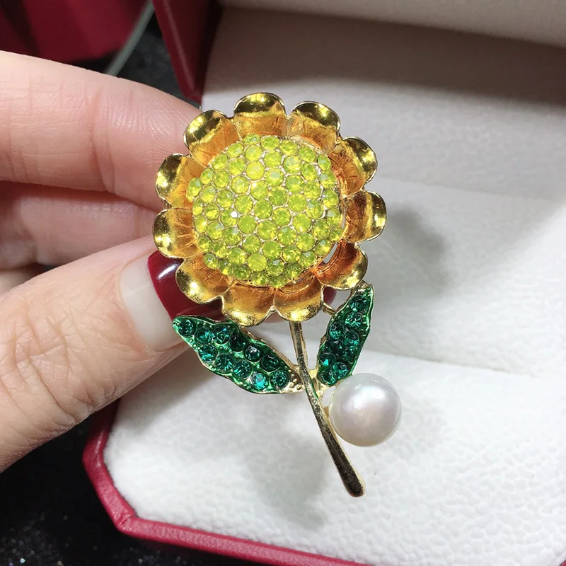 

Sun flower, pearl, brooch, brooch, hot sale, lady fashion, flower, brooch, silk scarf, button, high grade clothing, wholesale