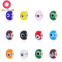 10 pcs color evil eye beads lampwork glass murano big hole loose spacer beads fit pandora charm bracelet chain necklace jewelry