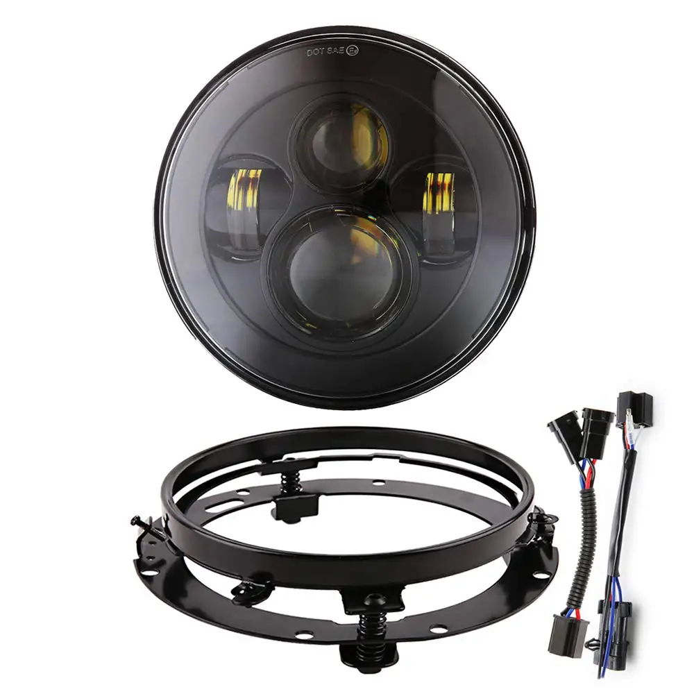 В Горошек 7 дюймов светодиодный фары проектор + монтажный кронштейн кольцо для