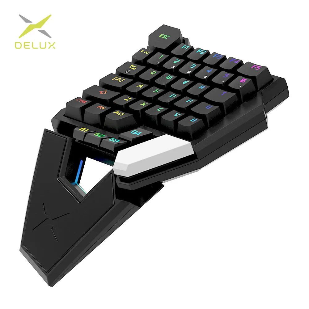 DELUX T6 Одноручные механические игровые клавиатуры складной RGB 39 ключ полностью программируемая Проводная клавиатура для ноутбука PC Gamer