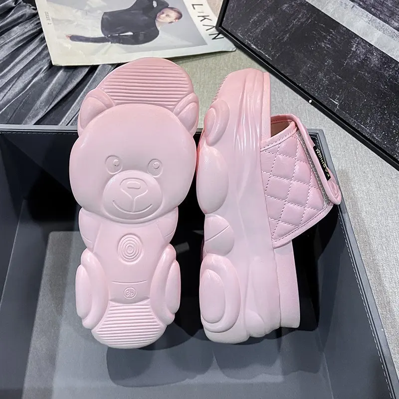 Женские шлепанцы на танкетке сандалии платформе и высоком каблуке с открытым