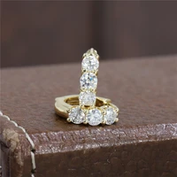 randh 3 5mm 0 17ct each round cut 3 stones moissanite ear clip 18k yellow gold dainty womens earrings d color moissanite