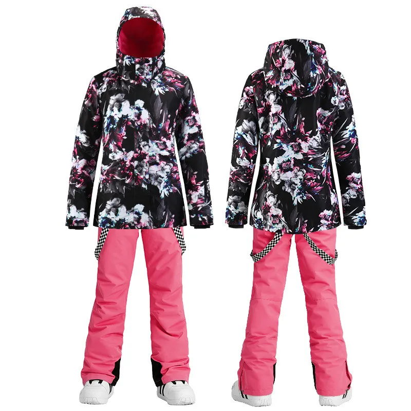 Зимний лыжный костюм женский ветрозащитный водонепроницаемый теплый взрослый