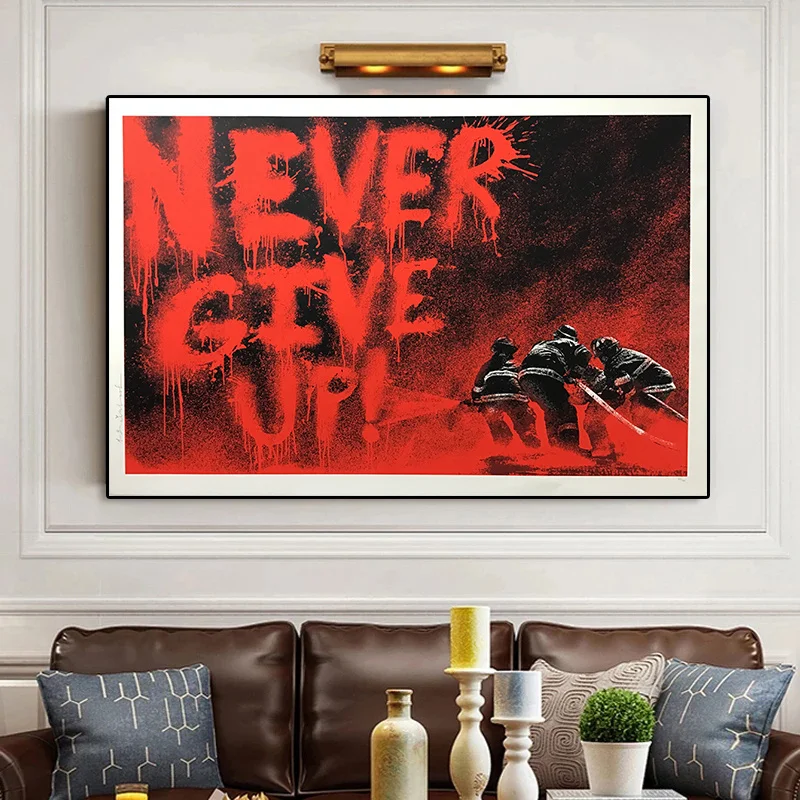 

Картина на холсте с мотивационными цитатами «никогда не сдавайся», постеры, винтажная картина на стену для гостиной, украшение для дома