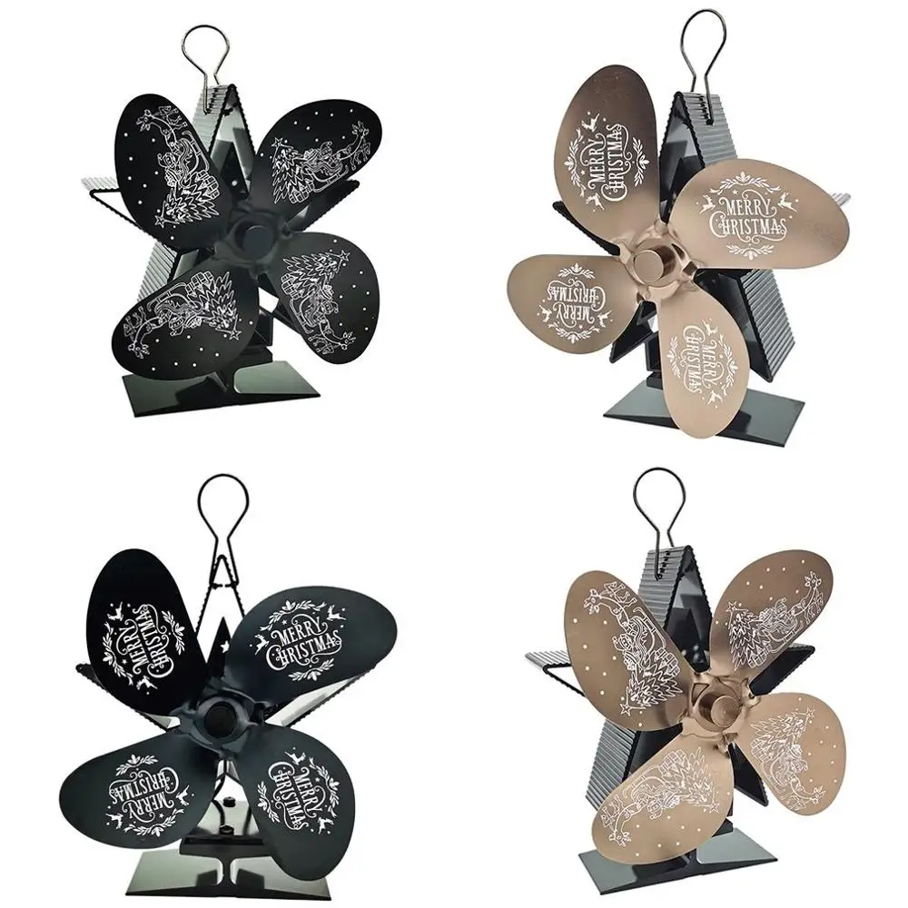 

Christmas Fireplace 4 Blade Heat Powered Stove Fan Log Wood Burner Eco Friendly Quiet Home Fireplace Fan Electric Stove Fan