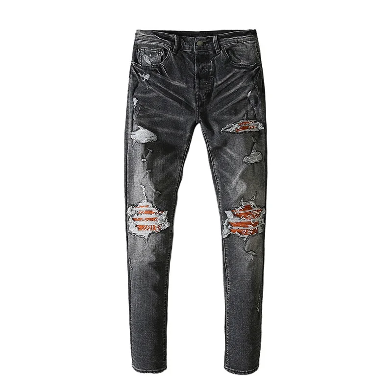 

Женские и мужские рваные джинсы High Street, брендовые черные брюки AMR, уличная одежда Techwear Y2k Traf