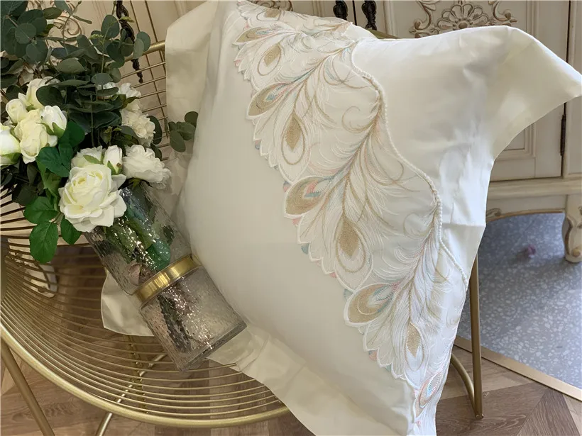 Кружевной Край Египетский хлопок пододеяльник набор желтый кремовый белый