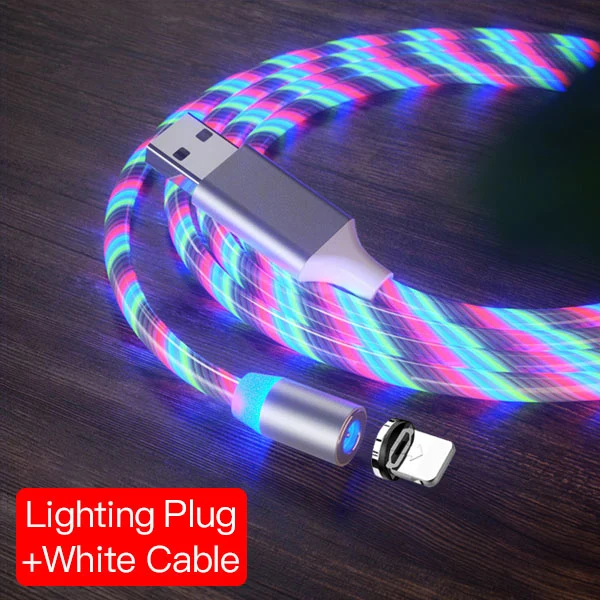 For iphone White ACCEZZ Магнитный зарядный кабель для быстрой зарядки для iPhone X 8 7 ipad Mini Micro usb type C магнитное зарядное устройство для samsung Android Phone - Цвет: For iphone White