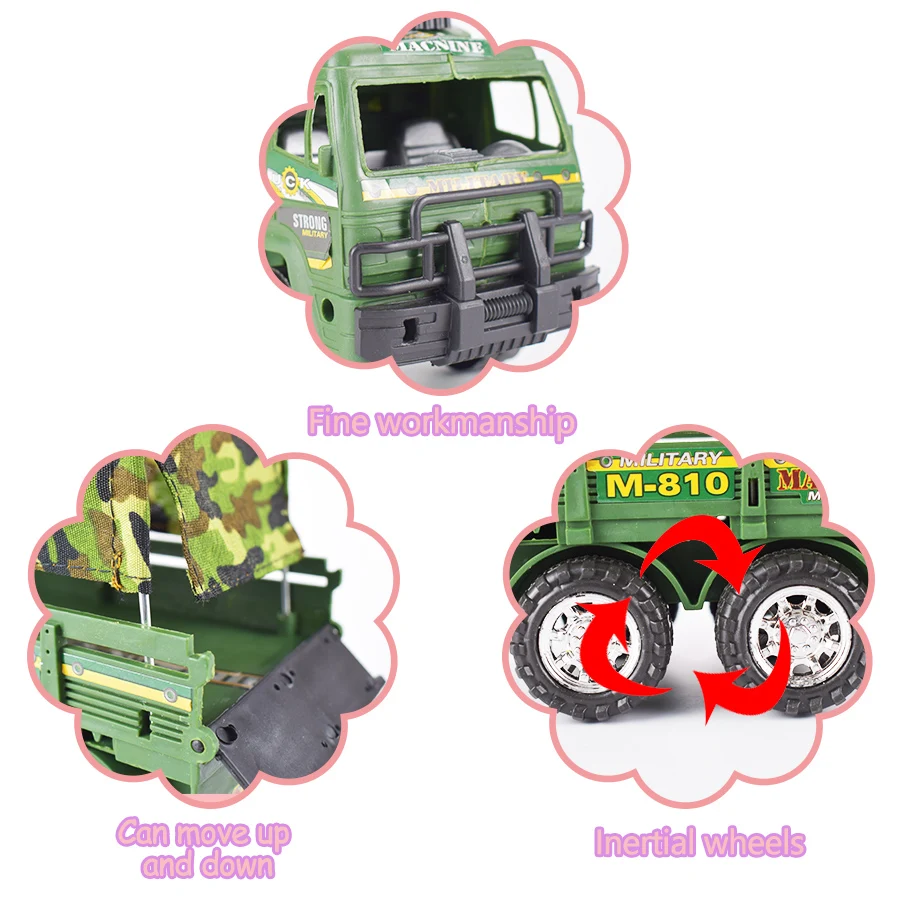 Инерционный военный литой грузовик модель автомобиля камуфляж моделирование