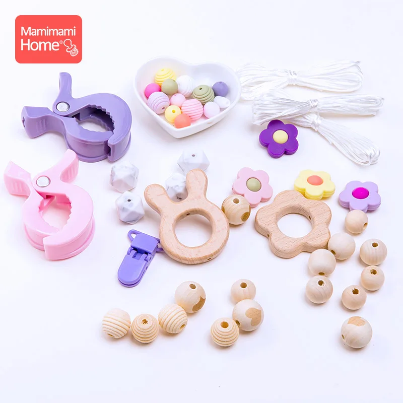 Детский Прорезыватель для зубов 1 комплект Силиконовые бусины Деревянный против