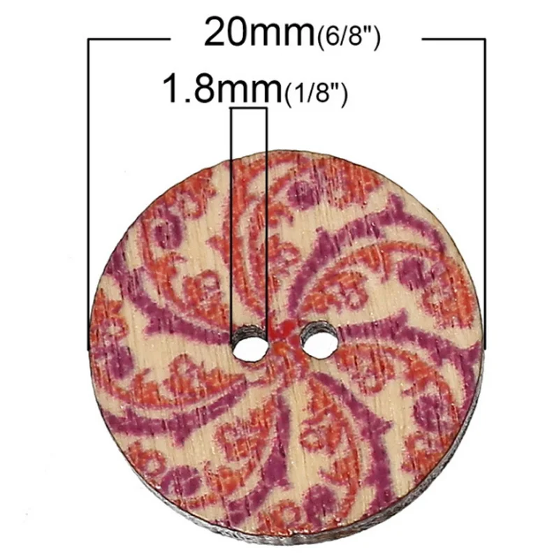 

50pcs 20mm Multi Pattern Wooden Buttons Octagon Gear Round Buttons Aperture For Sewing DIY Handcraft Scrapbook Supplies WD0002