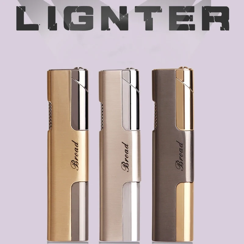 Металлическая Бутановая газовая Зажигалка Ветрозащитная ультра тонкая Мини