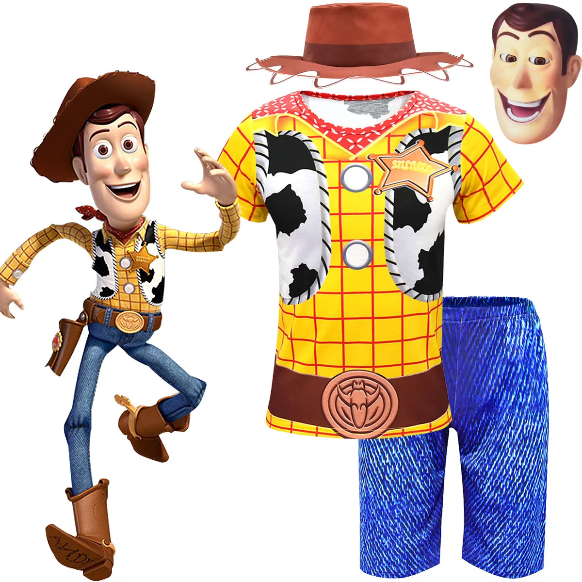 Toy Story Cosplay Woody Costume Cowboy Suit Hat Carnival Outfit Adult boy Halloween Party Custom Made Superhero With Boots | Детская