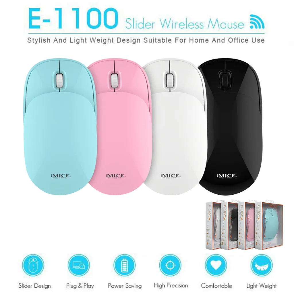 Беспроводная Бесшумная мышь Imice E 1100 2 4g портативная компьютерная с ремнем для