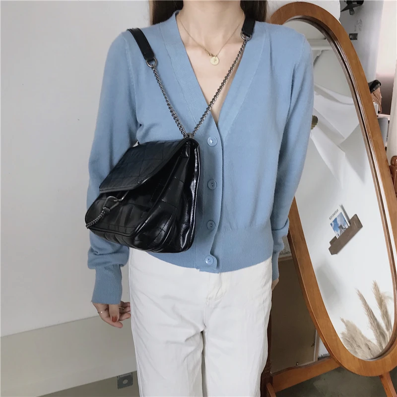 

Luxury Brand Handbag 2019 New Quality PU Leather Women's Designer Handbag Classic Lattice Chain Large Shoulder Messenger bags