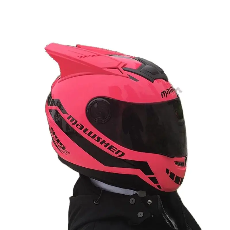 Мотоциклетный шлем malushen защитный розовый на все лицо зимний сезон | Автомобили и