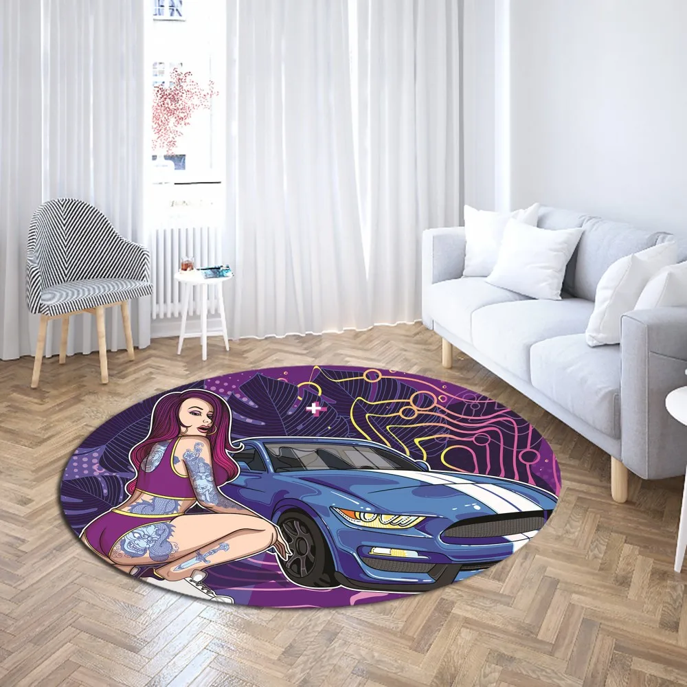 

Extreme Sport Round Carpet 3D Print Racing Car Carpets Pug/Bulldog Bathroom Floor Rug Outdoor Door Carpets Kitchen Doorway Mat
