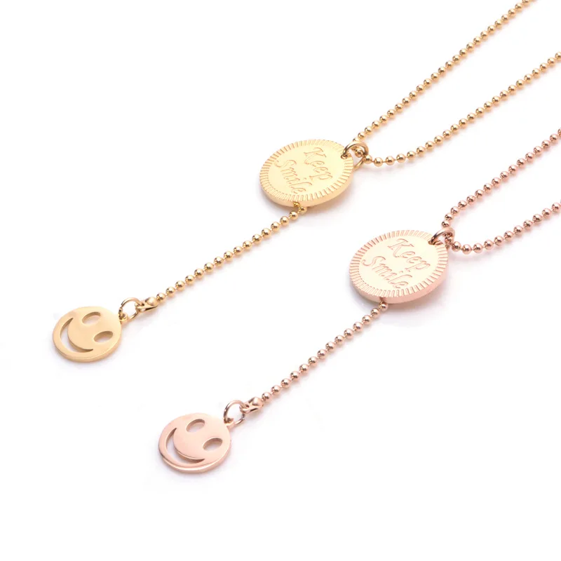 

Ожерелья для женщин, ожерелье из розового золота с бусинами, круглая Золотая подвеска, цепочка из нержавеющей стали, модное простое ожерель...