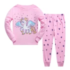 Пижамный комплект Junellz с единорогом для девочек, розовые пижамы с принтом единорога для девочек, для маленьких девочек, 100% хлопок, Рождественская Детская Пижама для девочек