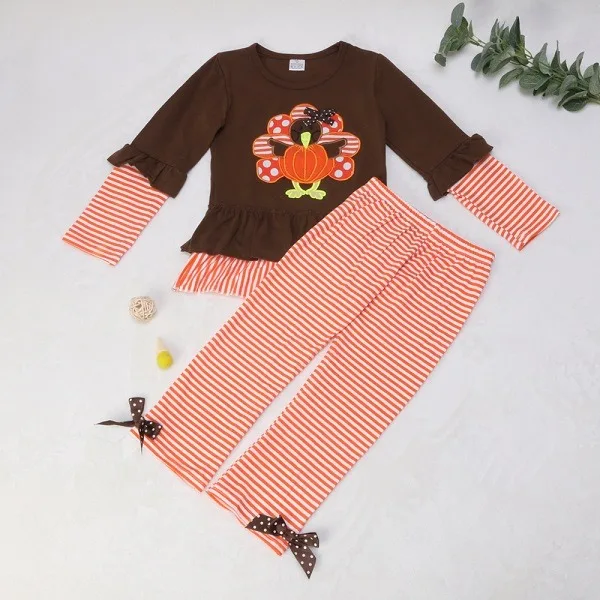 New design Ready To Ship Children's clothe set cutey clothes Turkey Stripe Pattern Free Shipping IMG-1559 | Детская одежда и