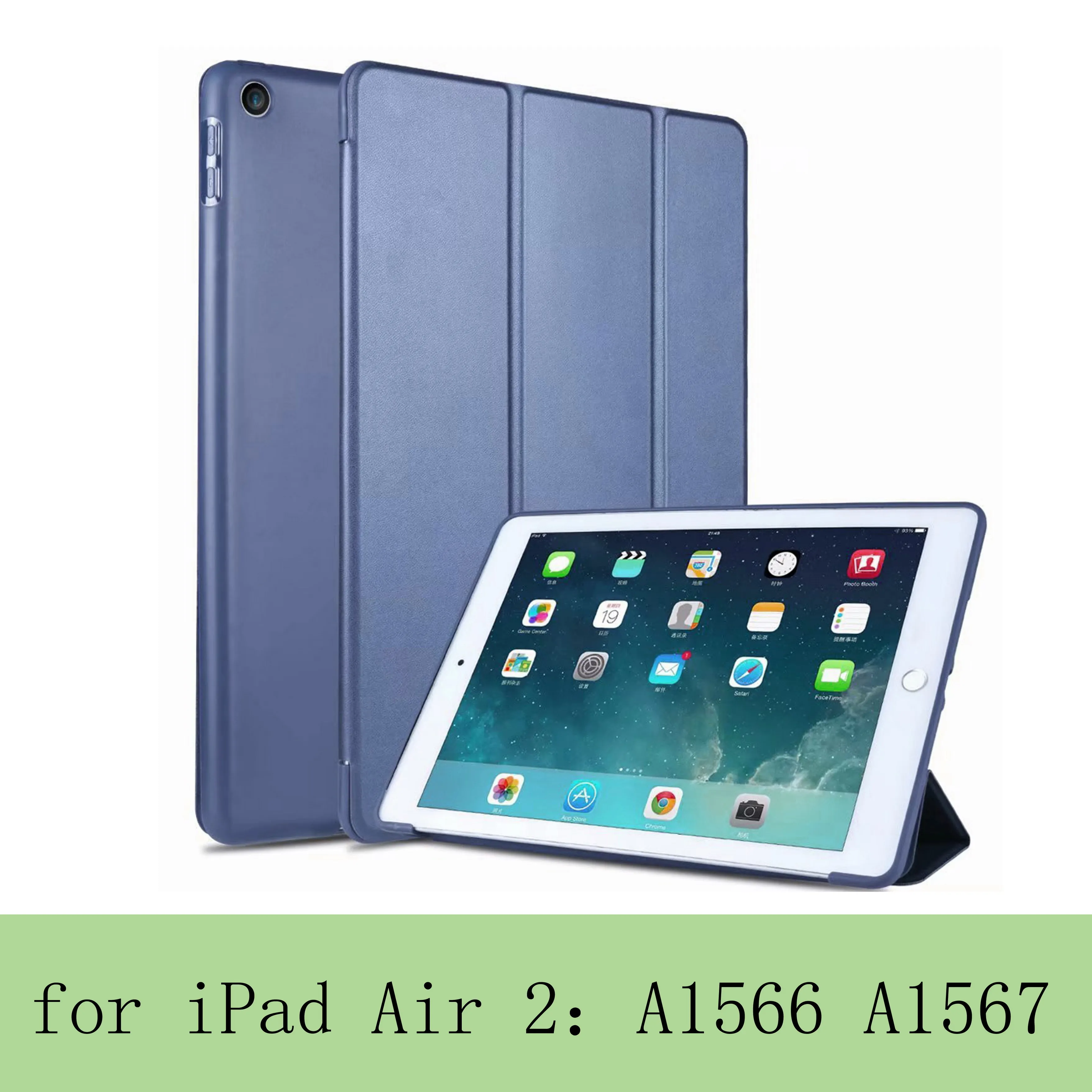 Чехол для iPad 9,7 / 6-го поколения Air 1 2 из искусственной кожи с магнитной застежкой на переднюю панель Smart sleep wake up - Цвет: D blue-L-FW-Air 2