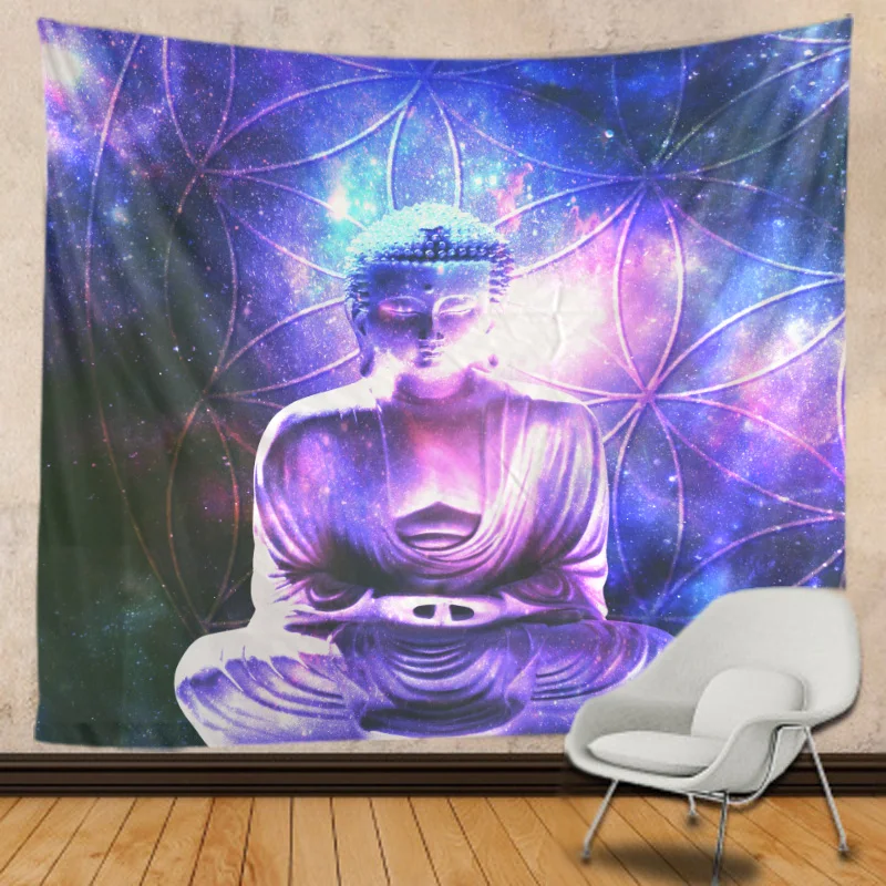 Фантазия звездное небо статуя Будды фоновый гобелен цифровая печать фоновое