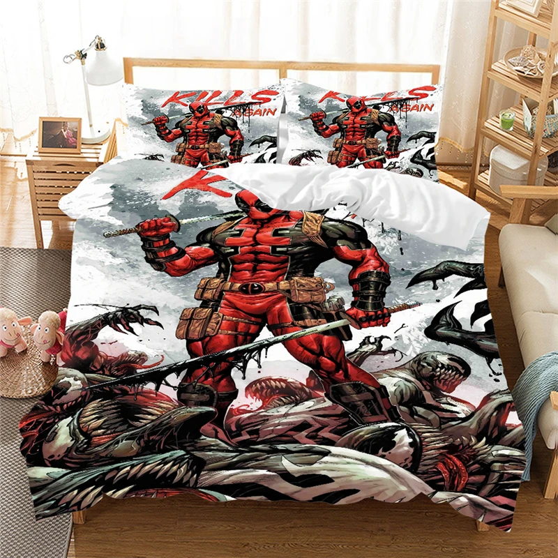 

Disney Deadpool Bedding Set Duvet Cover Pillowcase Home Textile Adult Children Gift Queen King Size Bedding Set (NO Sheet) Gift