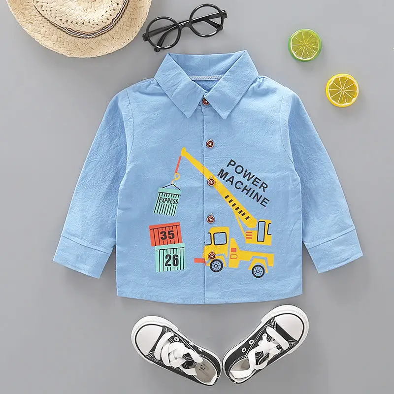 

Autumn 2020 Children's Clothing Boys Girls Kids Denim Print Cartoon Long-sleeved Shirt Boy shirts
