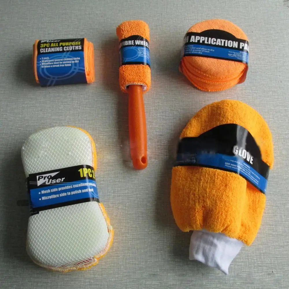 

ONEWELL Car Cleaning Kit 9Pcs/set Microfibre Car Wash Cleaning Tools Set Gloves Towels Sponge Car Care Kit Wheel Brush