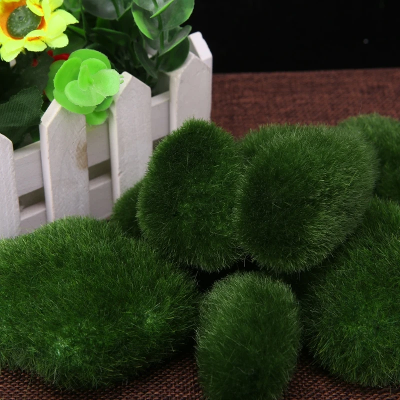 

10Pcs Moss Balls Decorative Stone Artificial Simulation Garden Plant Vase Filler 34YF