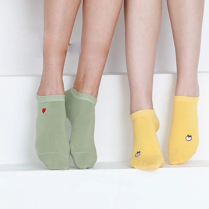 

12 Pair New Boat Socks Embroidered Cute Girl Socks Japanese Colored Women Socks Tide