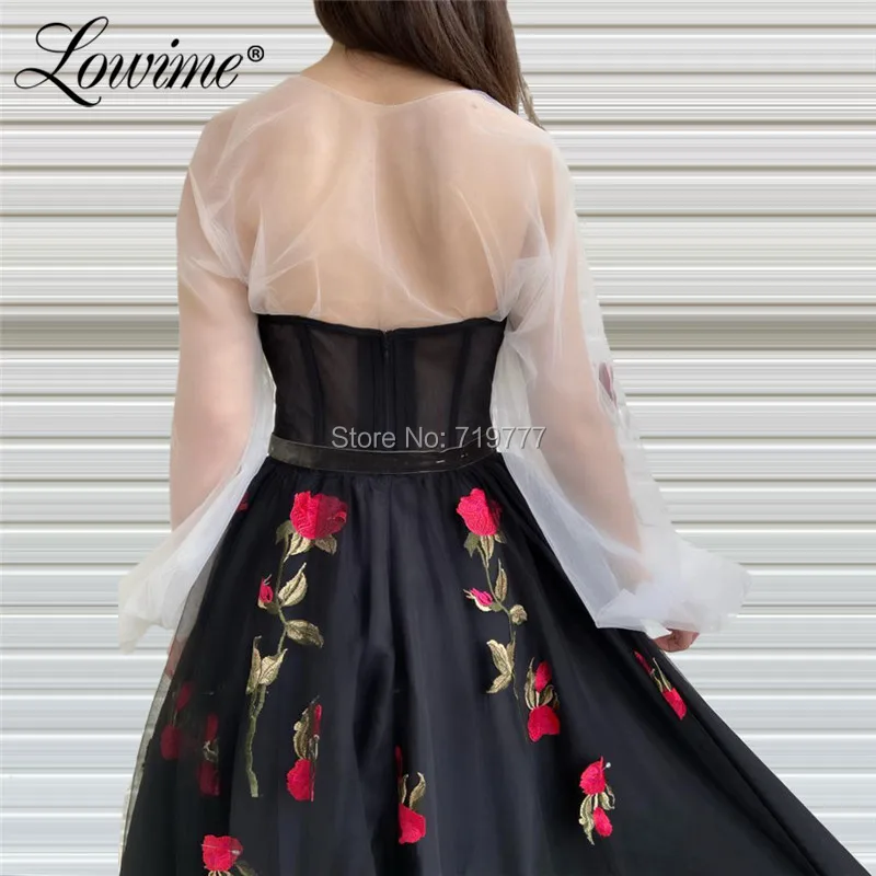 Женское вечернее платье с вышивкой черно белое для выпускного вечера 2020|Вечерние