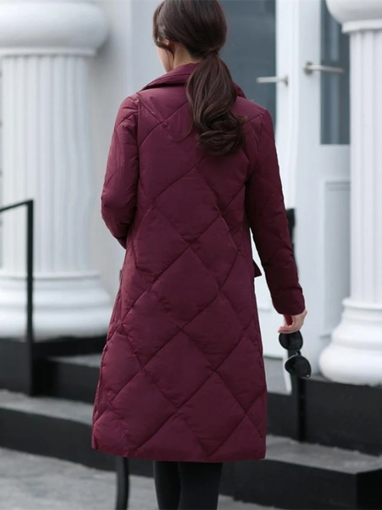 Зимнее длинное пальто размера плюс ультра светильник пуховик для женщин Bubble Puffer