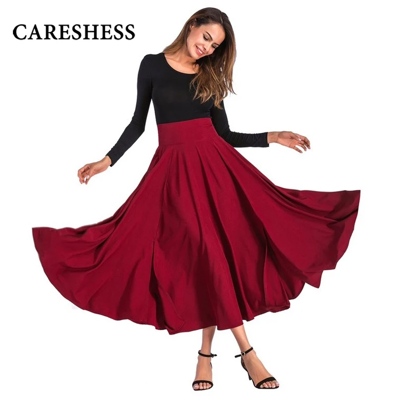 

Новая стильная весенне-осенняя Женская юбка CARESHESS средней длины, модная большая юбка, длинная юбка с бантом, Женская трапециевидная юбка