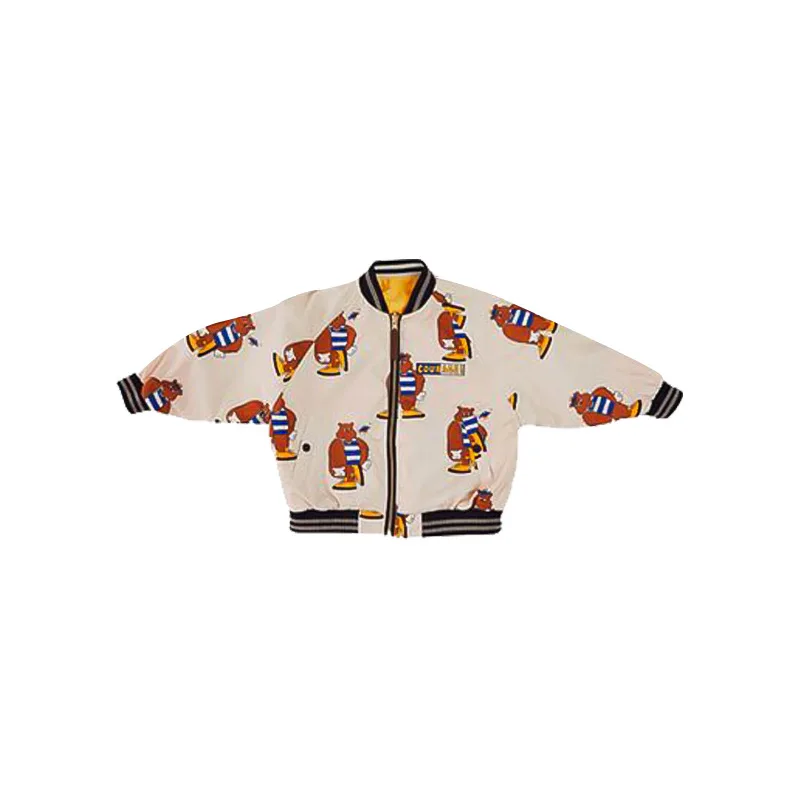 

2021 Spring Korean Double-sided Jacket Children Jacket Windbreaker Cartoon Printed Zipper Coat Casual Boy Girl T-shirt Set