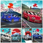 Алмазная 5d картина сделай сам, гоночный внедорожник GTR 80S с вышивкой крестиком, неоновый постер Synthwave, настенное искусство, домашний декор, ручная работа