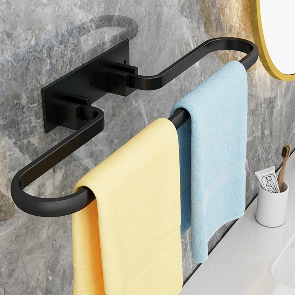

1Pcs Tower Hanger Bathroom Towel Racks Multifunctional Space Aluminum Towel Rack Foldable Bath Towel Holder Punch/Punch-Free