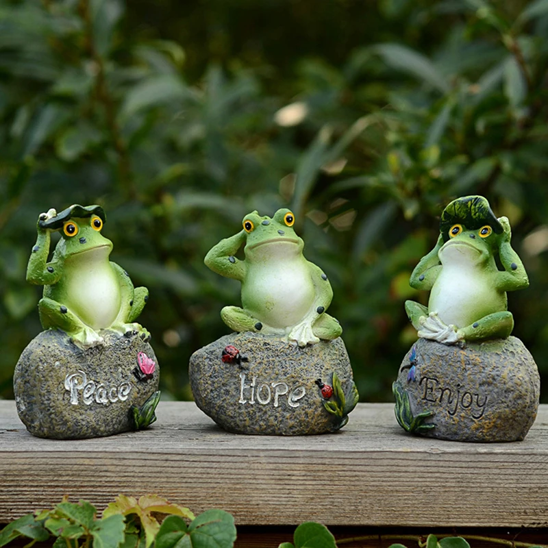 

5 Inch Frog Garden Sculpture Frog Sitting In Stone Garden Frog Garden Decorative Stone Accessories Decorative