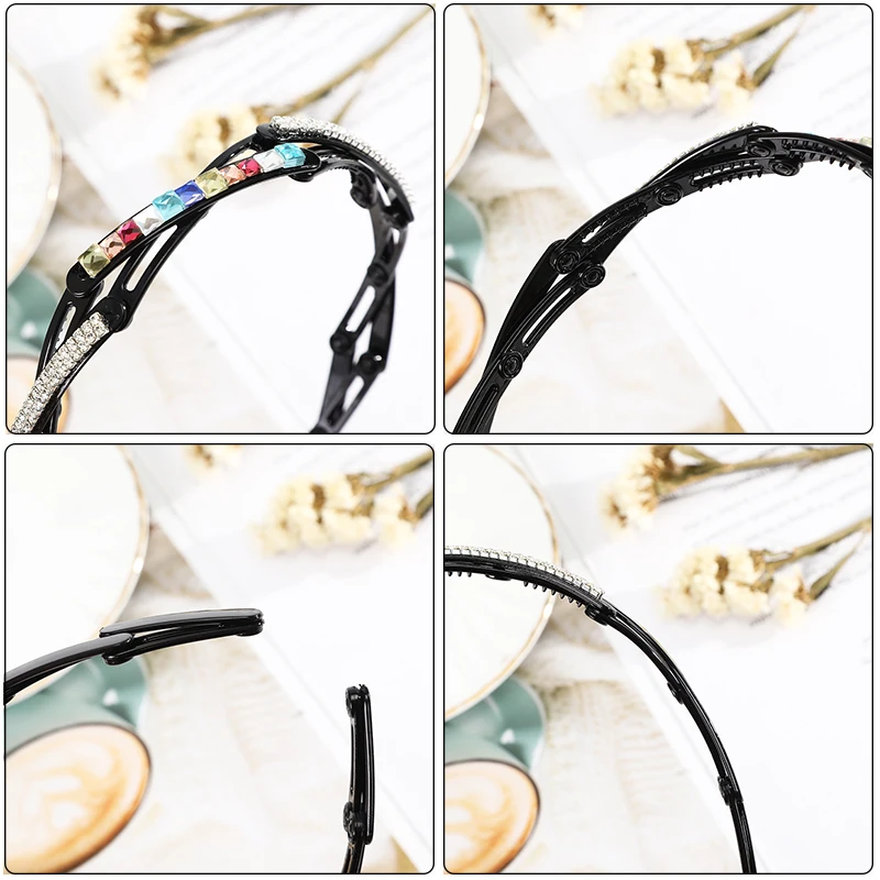

AWAYTR Non-slip Teeth Headband Adjustable Crystal Pearl Fashion Bezel Hair Band Hoop Girls Rhinestone Hairbands Hair Accessories