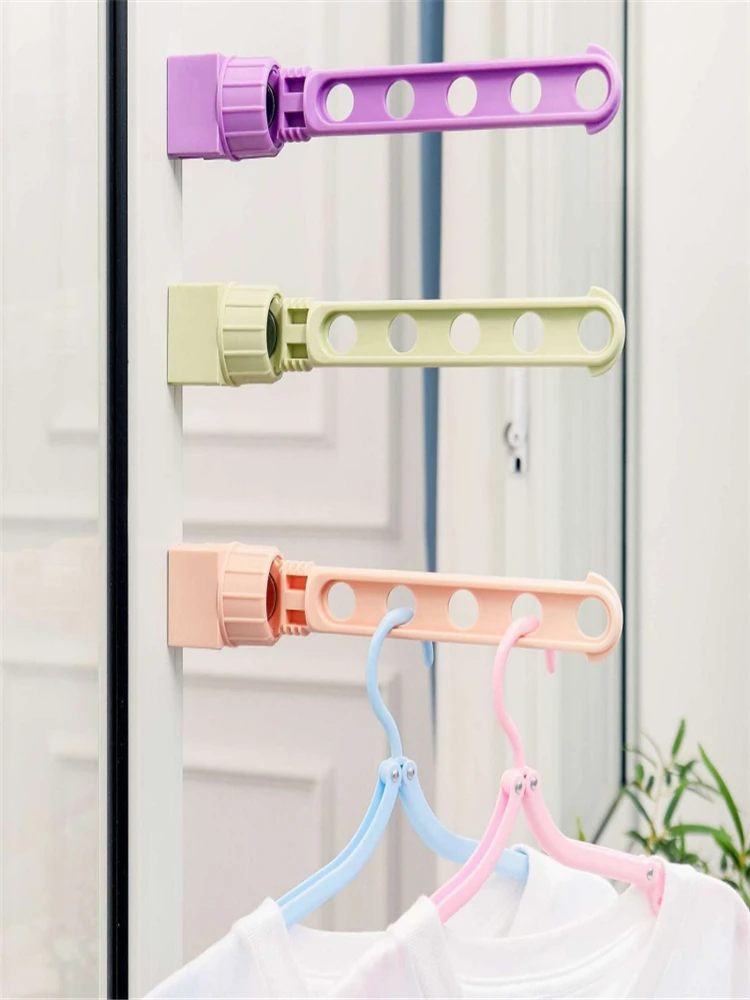 

B-LIFE Multifunctional Wall-Mounted Clothes Hangers Travel Coat Rack5 Hole Snap-on Frame Drying Racks Space Saver Folding