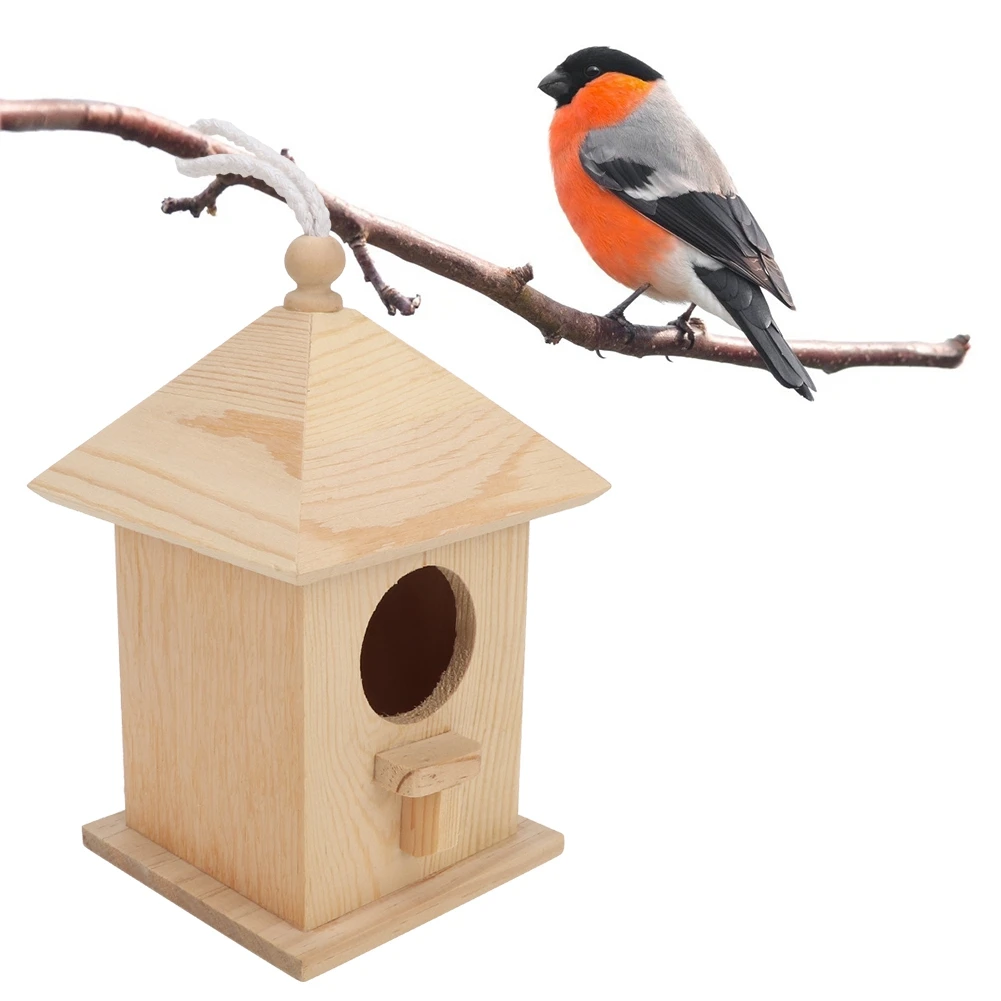 

Wooden Bird House Nest Box Outdoor Hanging Birdhouse for Lawn Home Art Decor