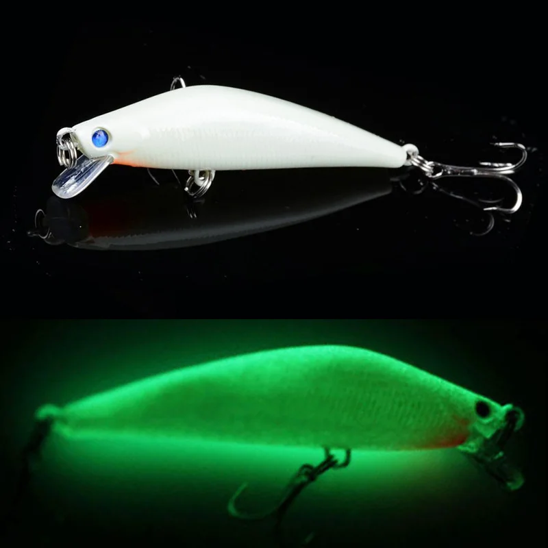 1Pcs 3D Luminous Night Fishing Bait 8cm 8g Bass Minnow Lures With Treble Hooks Artificial Hard Crankbaits Pike Carp Pesca Tackle