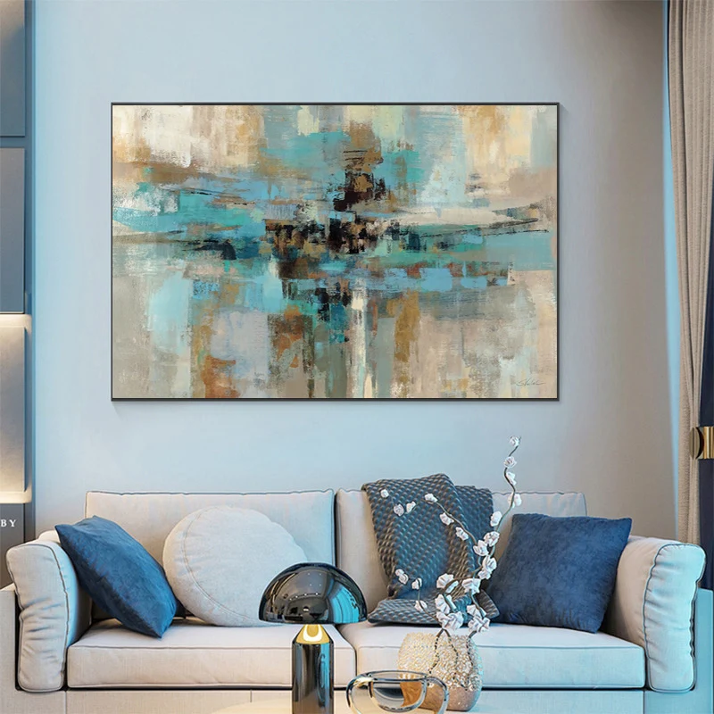 

Modern Multicolor Gold Blue Abstract Wall Art Canvas Painting Nordic Art Picture Poster and Print Gallery Living Room Home Decor